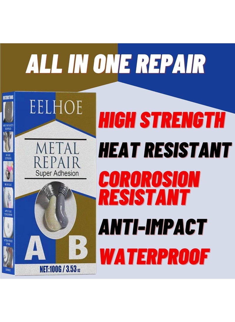 EELHOE Magic Metal Mending Agent A and B Repairing Glue Industrial Heat Resistance Cold Weld Metal Repair Paste, Magic Welding Glue  - Image 3