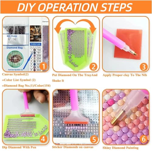 ckdiluy Magic Diamond Art Kits for Adults, DIY Magical Dragon Diamond Painting Kits Round Castle Diamond Dots for Adults, 5D Full Drill Crafts for Home Wall Decor 12 X 16inch - Image 5