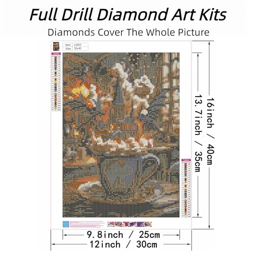 ckdiluy Magic Diamond Art Kits for Adults, DIY Magical Dragon Diamond Painting Kits Round Castle Diamond Dots for Adults, 5D Full Drill Crafts for Home Wall Decor 12 X 16inch - Image 2