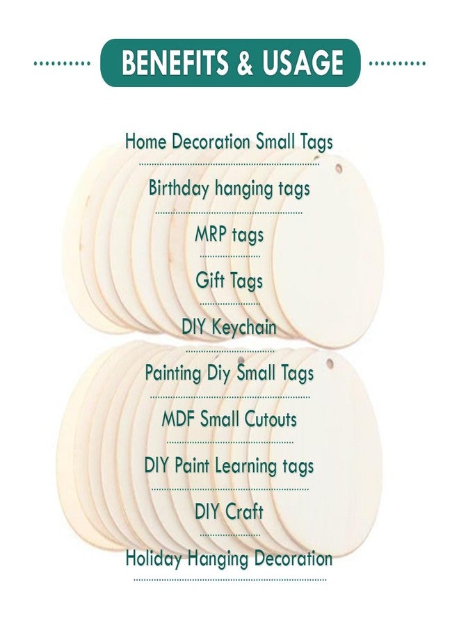 ROOT KRAFT MDF Cutouts | Wooden Cutout For Craft | Pine Wood | Unfinished Tags for Key Chain, Slices Crafts, Xmas, Decorations, Painting | Resin Art Work | MDF Board Cutouts, Oval- [50pcs]-[4.5cmx5cm] - Image 2