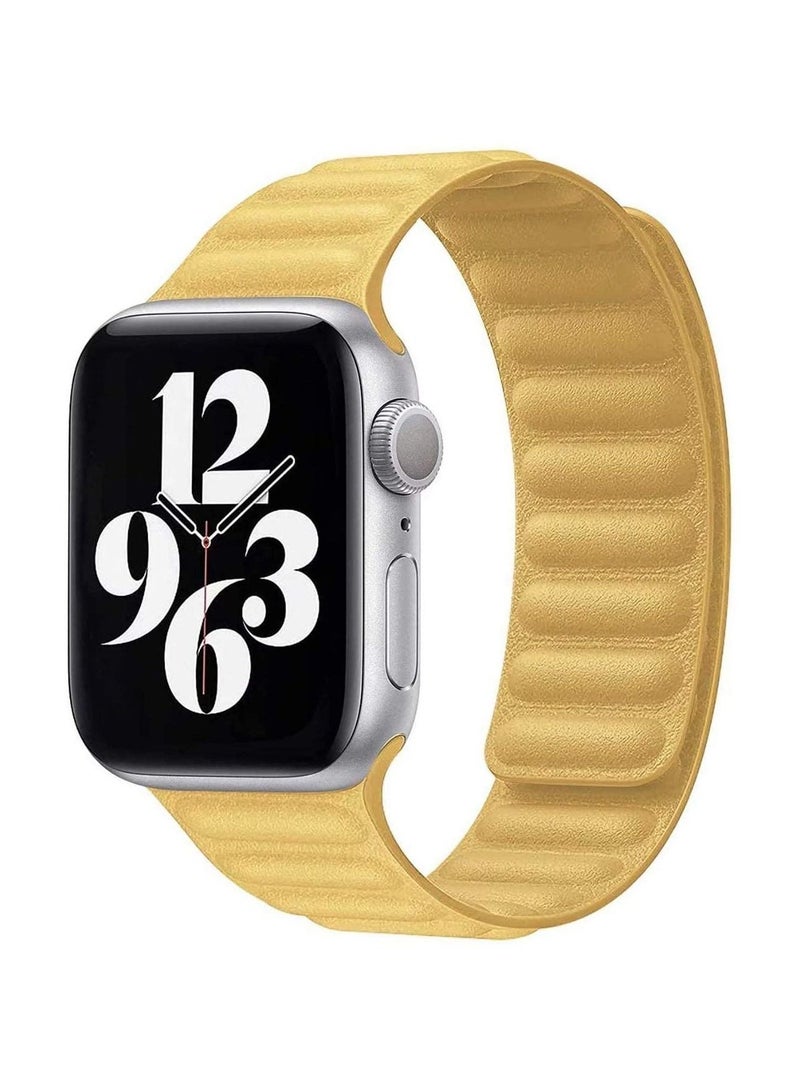 Adjustable Leather Loop Wristband with Strong Magnetic Closure for Apple Watch Series 1,2,3,4,5,6,SE 42/44mm - Image 1