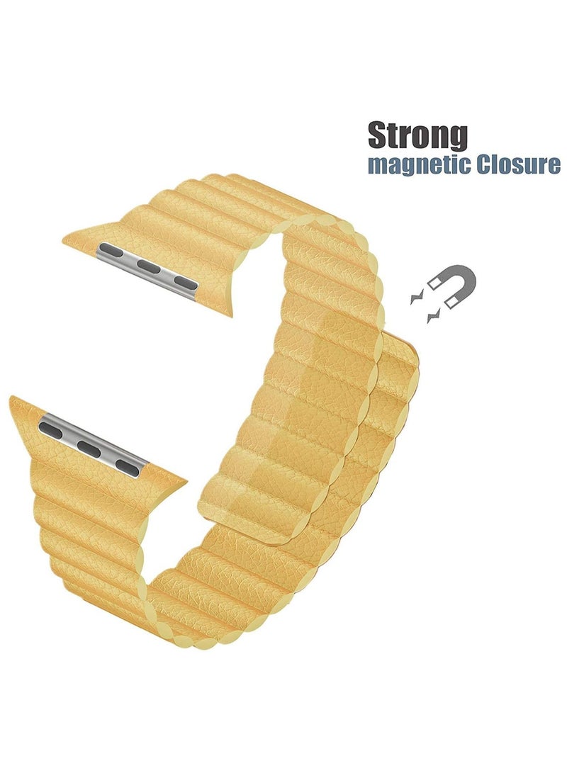 Adjustable Leather Loop Wristband with Strong Magnetic Closure for Apple Watch Series 1,2,3,4,5,6,SE 42/44mm - Image 3
