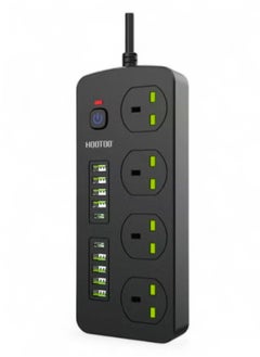 توصيلة كهرباء مع شواحن 2 تايب سي مقبس طاقة  4 منافذ ثلاثية، 8 منافذ USB/2 منافذ USB-C PD، بطول 3 أمتار، 3000 وات، مقاومة عالية للحرارة وزر أمان، أسود  توصيله كهربائيه توصيله مقبس كهربائي فيش ثلالثي مقبس تمديد متعدد مقبس ذكي مفبس شاحن توصيله يو اس بي