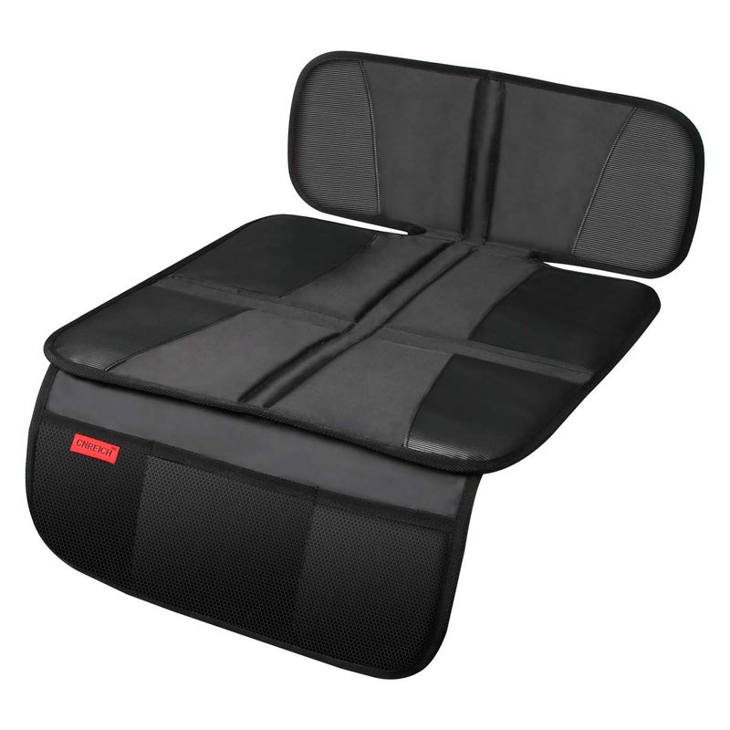 Kaiphy Car Seat Protector - Seat Protection Mat - Thick Padding - Durable, Waterproof Fabric, Leather Reinforced Corners & 3 Pockets for Handy Storage Black - Image 1