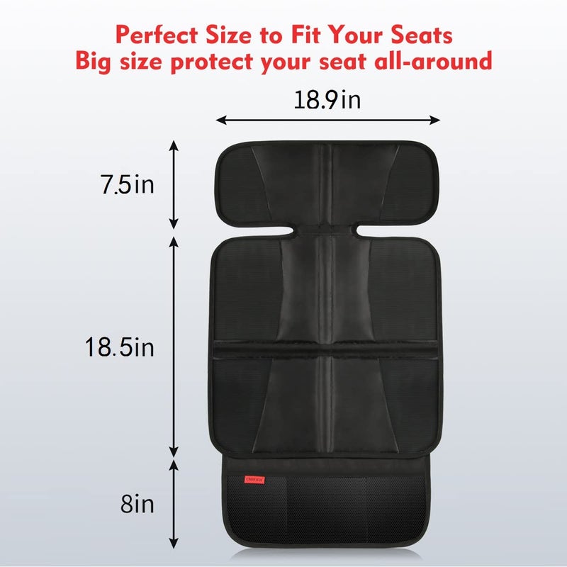 Kaiphy Car Seat Protector - Seat Protection Mat - Thick Padding - Durable, Waterproof Fabric, Leather Reinforced Corners & 3 Pockets for Handy Storage Black - Image 2