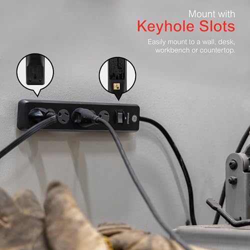 GE Surge Protector Power Strip, 6 Ft Extension Cord, 6 Outlet Extender, 800 Joules, Flat Plug, Twist-to-Close Safety Covers, ETL Listed, Black, 33661 - Image 5