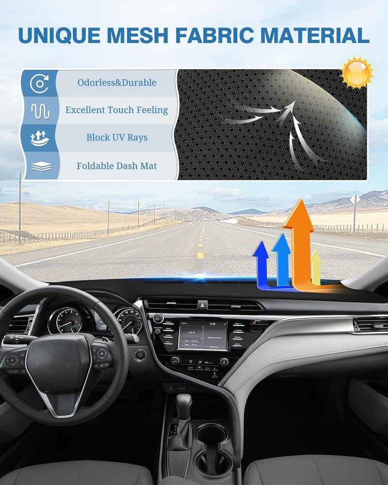 FIILINES Dash Cover Fit for Toyota Camry 2018-2021 2022 2023 2024 (No HUD) Camry Accessories Dashboard Cover Mat No Glare Sunshade Anti-Slip Pad Protector - Image 5