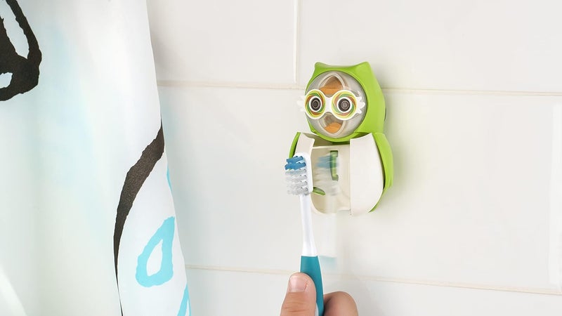 Flipper Kids Toothbrush Holder with Suction Cups, High Quality & Patented Design, One Touch Open & Close, with 1-minute Timer, For Home or Travel, Made in Malaysia - Green, 3Y+ - Image 3