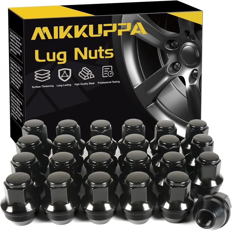 MIKKUPPA ميكوبّا 24 قطعة صمولة عجلات M14x1.5 أصلية لفورد F-150، إكسبيديشن، لينكولن نافيجيتور - أسود - Image 1