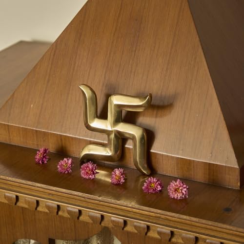 ESPLANADE Brass Swastik Sathiya Wall Hanging Yantra – | Auspicious Vastu Religious Symbol for Home Temple, Pooja Room & Door Décor | Handmade Antique Decorative Showpiece (3.5 Inches) - Image 1