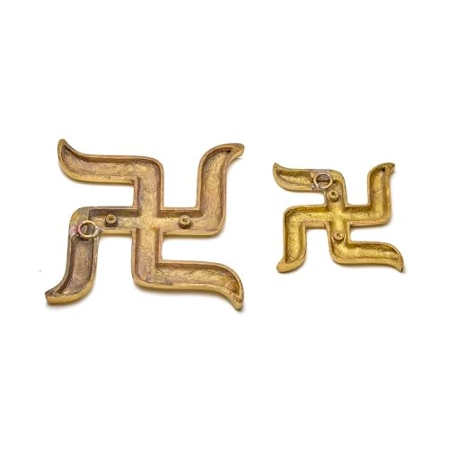 ESPLANADE Brass Swastik Sathiya Wall Hanging Yantra – | Auspicious Vastu Religious Symbol for Home Temple, Pooja Room & Door Décor | Handmade Antique Decorative Showpiece (3.5 Inches) - Image 5