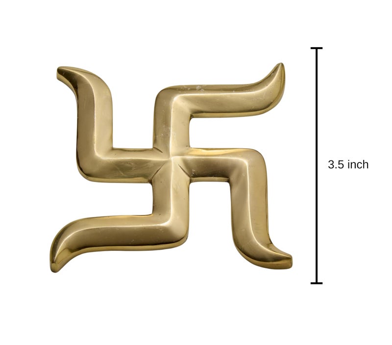 ESPLANADE Brass Swastik Sathiya Wall Hanging Yantra – | Auspicious Vastu Religious Symbol for Home Temple, Pooja Room & Door Décor | Handmade Antique Decorative Showpiece (3.5 Inches) - Image 2