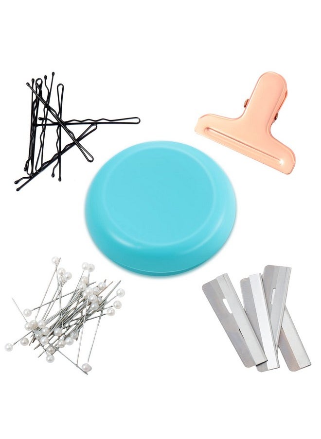 Waydress - 2 Pieces Magnetic Pin Holder Sewing Pincushion Round Paper Clip Holder Magnetic Cushion Sewing Pin Holder Push Pin Hairclip Storage Case Needle Cushion For Sewing Diy Project(Blue, Pink) - Image 1