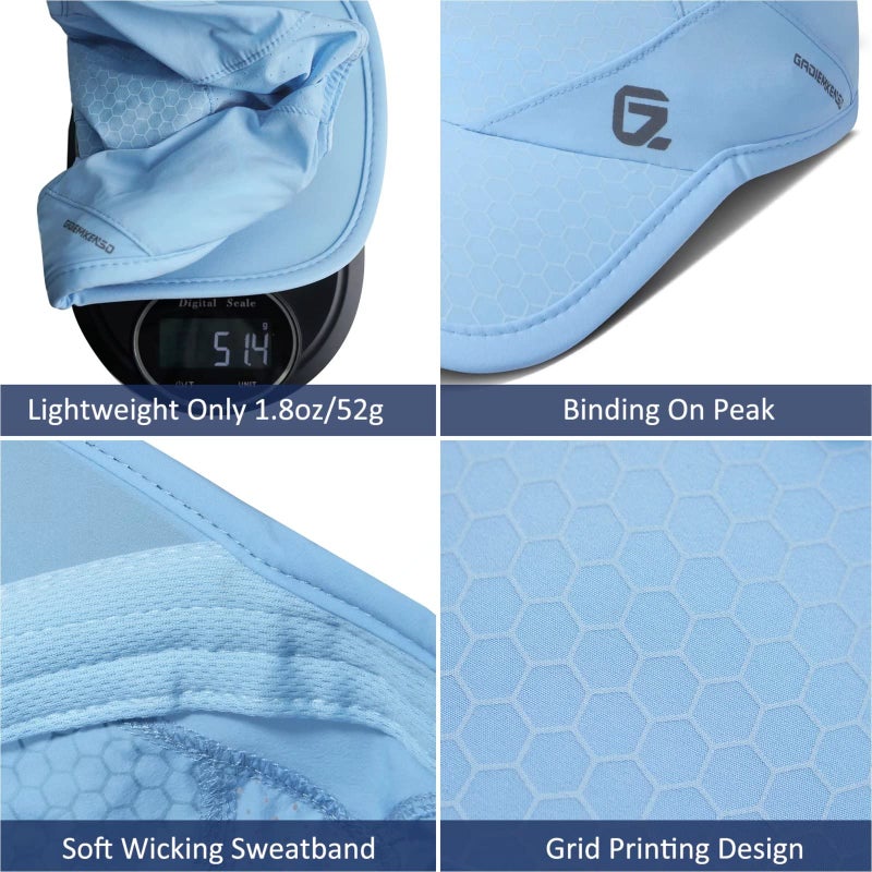 GADIEMKENSD Sport Cap,Soft Brim Lightweight Running Hat Breathable Baseball Cap Quick Dry Sport Caps Cooling Portable Sun Hats for Men and Woman Performance Workouts and Outdoor Activities Sky Blue  - Image 5