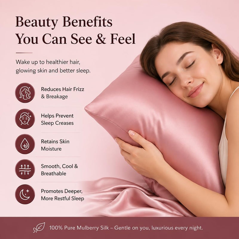 ROSEWARD 100% Mulberry Silk Pillowcase with Zipper Made in USA, Real 22 Momme Silk Pillow Cases Queen for Hair and Skin, NOT Satin Pillowcase, Anti Acne, Anti Aging, 1 Pc 20"x30" (Queen, Dusty Rose) - Image 3
