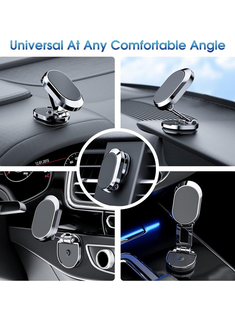 Anmi [2-Pack] Magnetic Phone Holder for Car, Alloy Folding Magnetic Car Phone Holder [Super Strong Magnet] Car Magnetic Phone Mount 360° Rotation Magnetic Cell Phone Holder (Silver+Silver) - Image 2