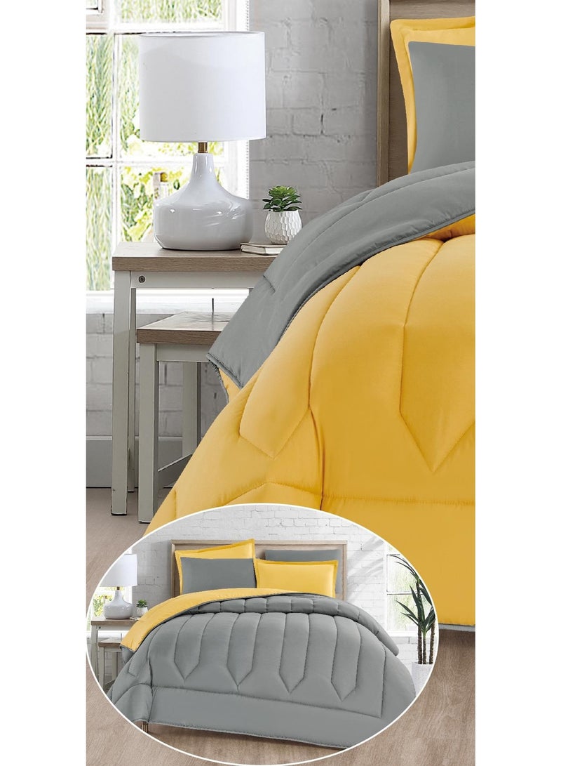 مارك مفرش نفرين ذو طابع وجهين فخم ملكي من خامه المايكروفايبر مقاس 1- لحاف :220*240 سم ، 1- شرشف : 200*200 سم، 2- بيت مخدة : 50 *75سم، 2-خدادية : 45 * 45 سم. - Image 2