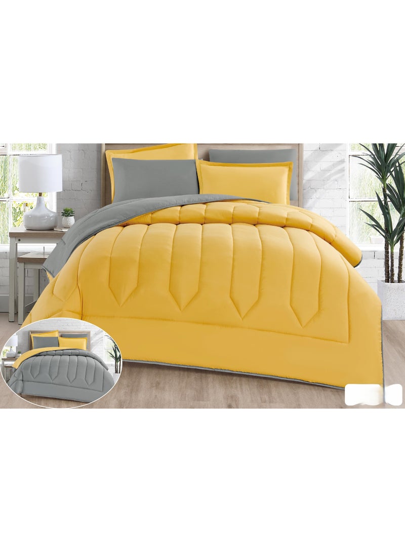 مارك مفرش نفرين ذو طابع وجهين فخم ملكي من خامه المايكروفايبر مقاس 1- لحاف :220*240 سم ، 1- شرشف : 200*200 سم، 2- بيت مخدة : 50 *75سم، 2-خدادية : 45 * 45 سم. - Image 1