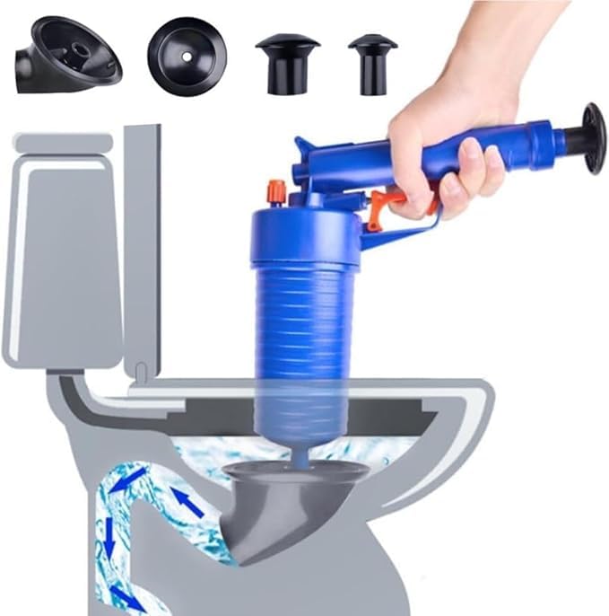 VishBin Toilet Unclogger Toilet Plunger Air Drain Blaster Drain Clog Remover Tool ABS Gun Body Pipe Unclogger Plunger Gun for Sink Toilets Bathroom Shower Kitchen Clogged Pipe - Image 1