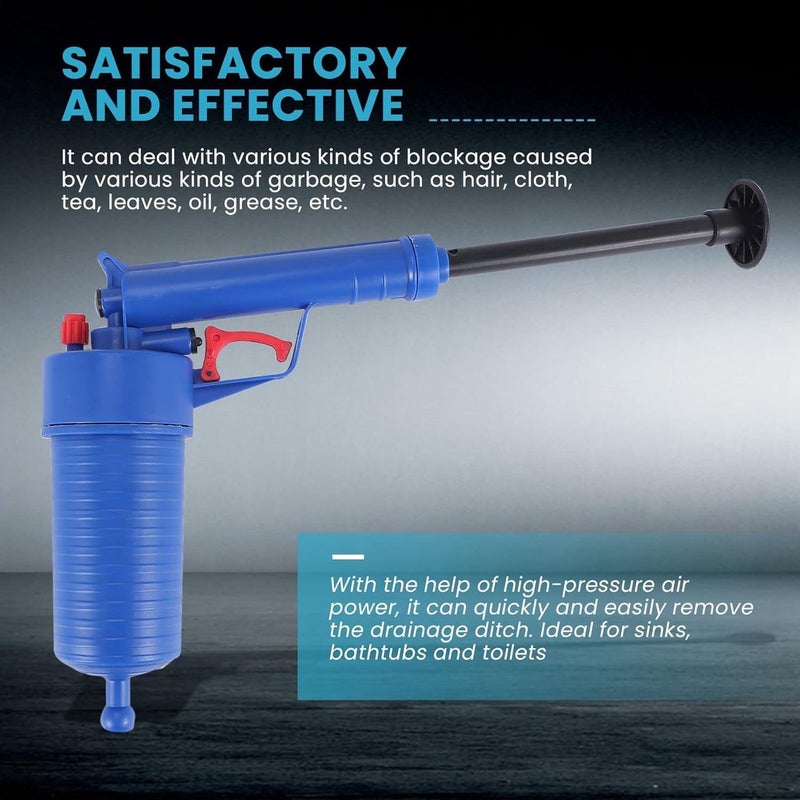 VishBin Toilet Unclogger Toilet Plunger Air Drain Blaster Drain Clog Remover Tool ABS Gun Body Pipe Unclogger Plunger Gun for Sink Toilets Bathroom Shower Kitchen Clogged Pipe - Image 4