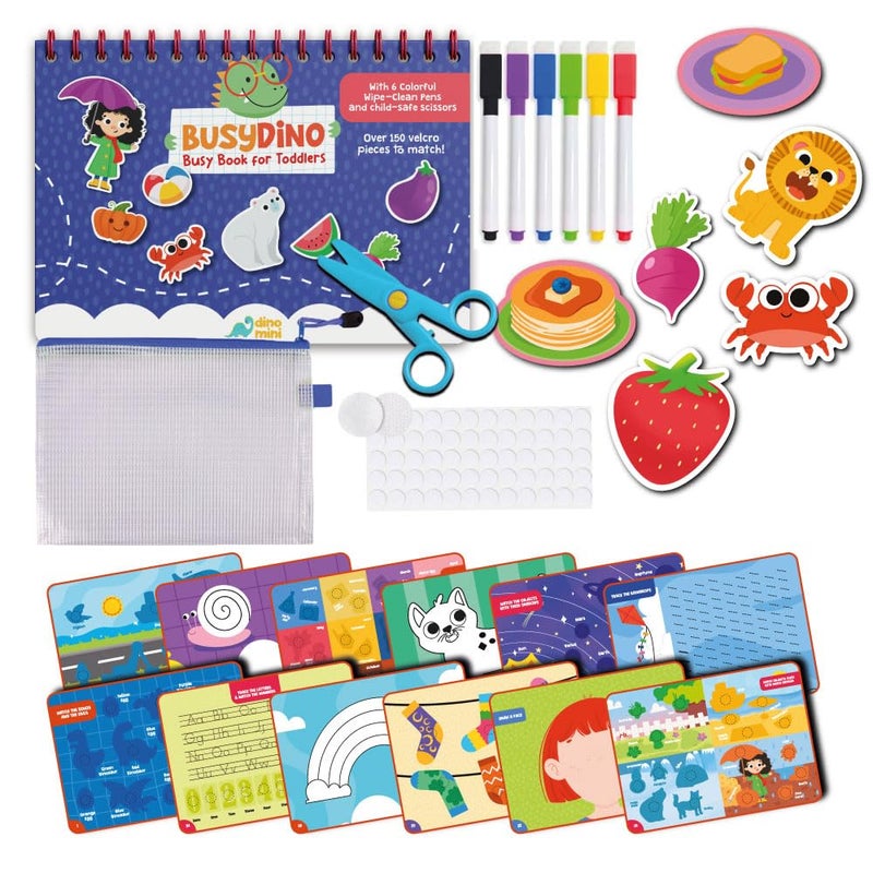DINO MINI BusyDino Busy Book for Toddlers 35 Toddler Activity Book with Cutting Activities Montessori Toys for 3 Year Old Includes ChildSafe Scissors and WipeClean Markers - Image 3