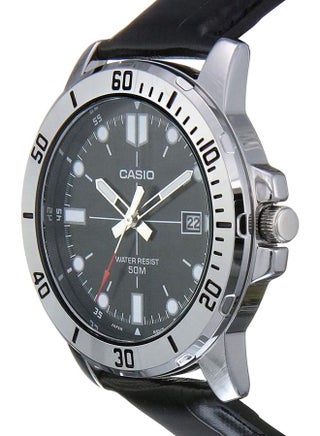 Men Water Resistant Leather Analog Watch MTP-VD01L-1EVUDF - 45 mm - Black - view 5