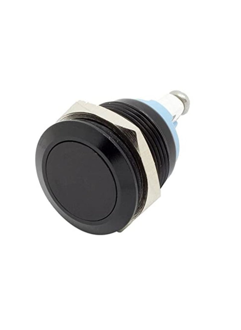 OIMG 19mm 3/4" Metal Momentary Push Button Switch 3A/250V AC SPST 1NO Industrial Car Switch - Black Shell  - Image 2