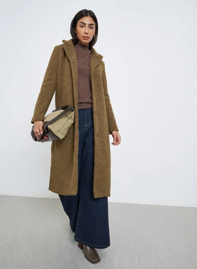 Styli Styli Brown Regular Fit Wool Like Coat