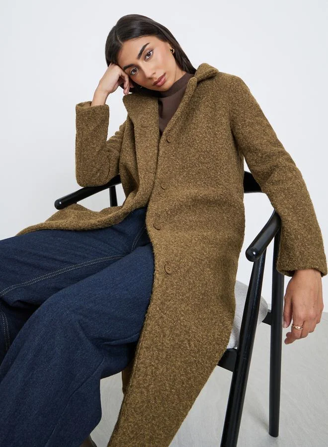 Styli Brown Regular Fit Wool Like Coat