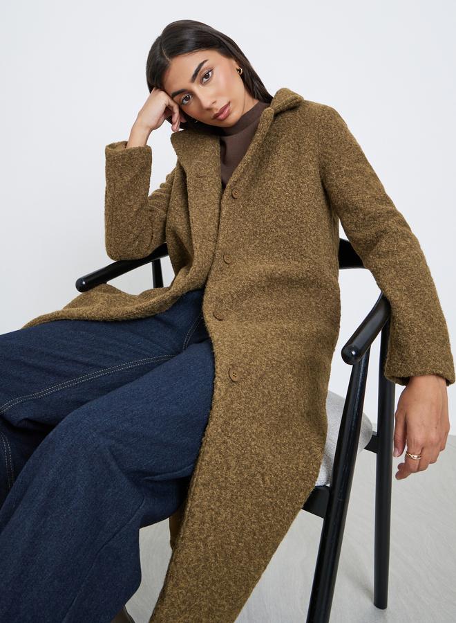 Styli Brown Regular Fit Wool Like Coat - Image 1