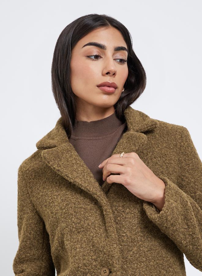 Styli Brown Regular Fit Wool Like Coat - Image 4