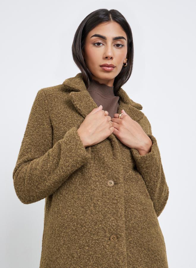 Styli Brown Regular Fit Wool Like Coat - Image 3