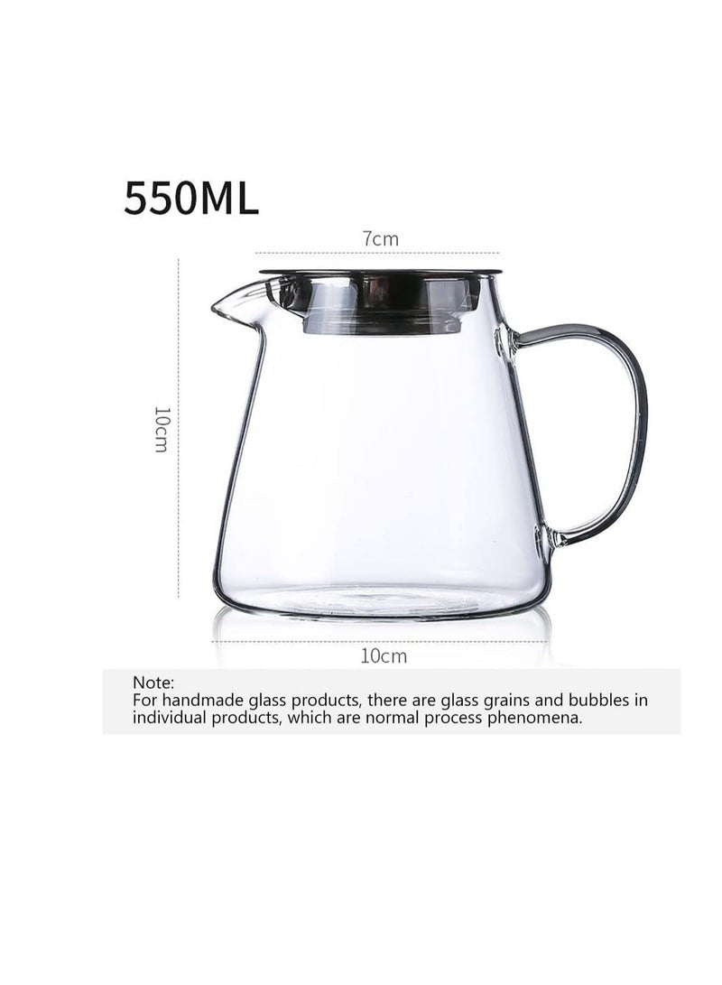 Glass Tea Dispenser, Heat Resistant Tea Fair Cup, Glass Teapot with Removable Stainless Steel Infuser, Borosilicate Glass Tea Pots for Blooming and Loose Leaf Tea Maker (550ml, C) - Image 2
