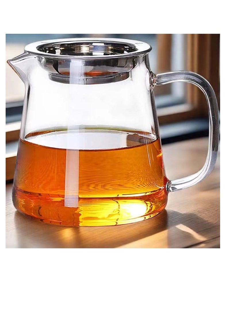 Glass Tea Dispenser, Heat Resistant Tea Fair Cup, Glass Teapot with Removable Stainless Steel Infuser, Borosilicate Glass Tea Pots for Blooming and Loose Leaf Tea Maker (550ml, C) - Image 1