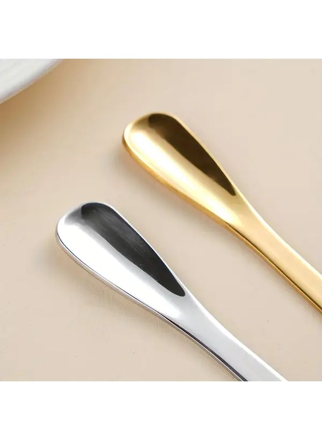 Mini Dessert Spoon Set 4Pcs 304 Stainless Steel Golden Silver Tone With Ergonomic Handle For Coffee Ice Cream Cappuccino - Image 3