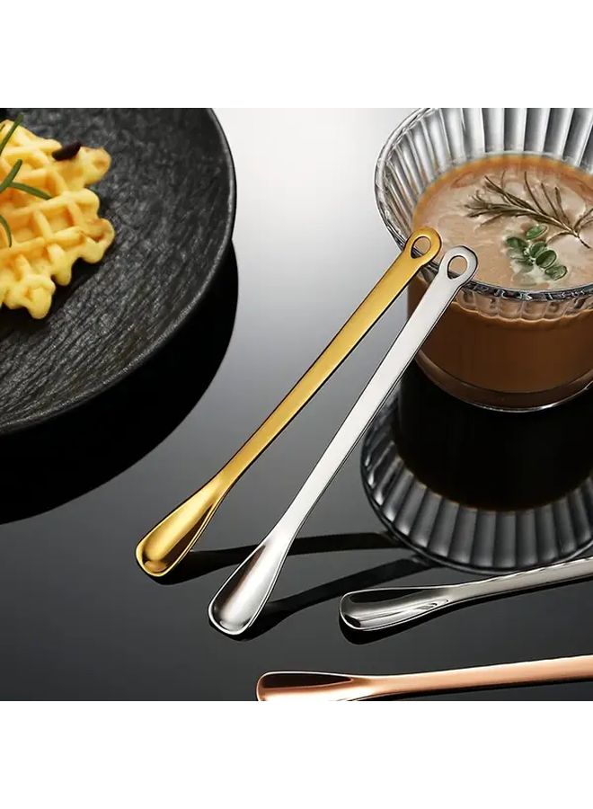 Mini Dessert Spoon Set 4Pcs 304 Stainless Steel Golden Silver Tone With Ergonomic Handle For Coffee Ice Cream Cappuccino - Image 4