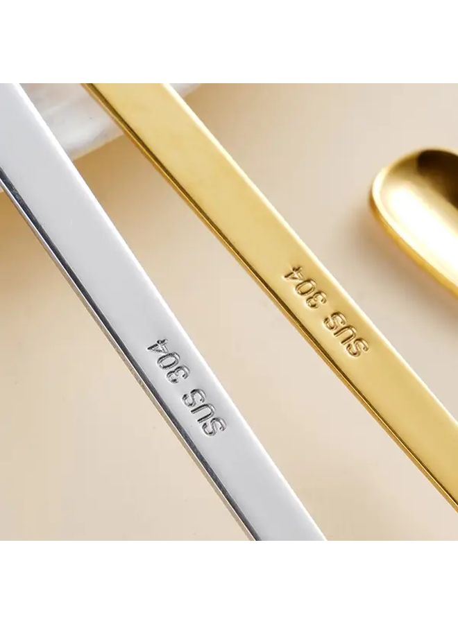 Mini Dessert Spoon Set 4Pcs 304 Stainless Steel Golden Silver Tone With Ergonomic Handle For Coffee Ice Cream Cappuccino - Image 5