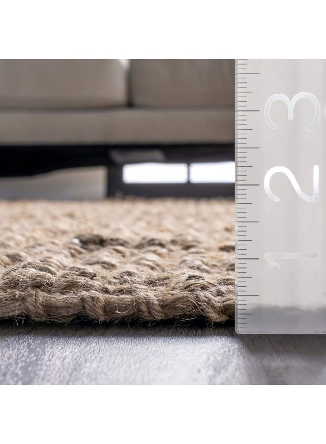 nuLOOM 2x3 Daniela Jute Tassel Hand Woven Area Rug Natural Solid Chunky Farmhouse Design Natural Fiber For Bedroom Dining Room Living Room Hallway Office Entryway - Image 2