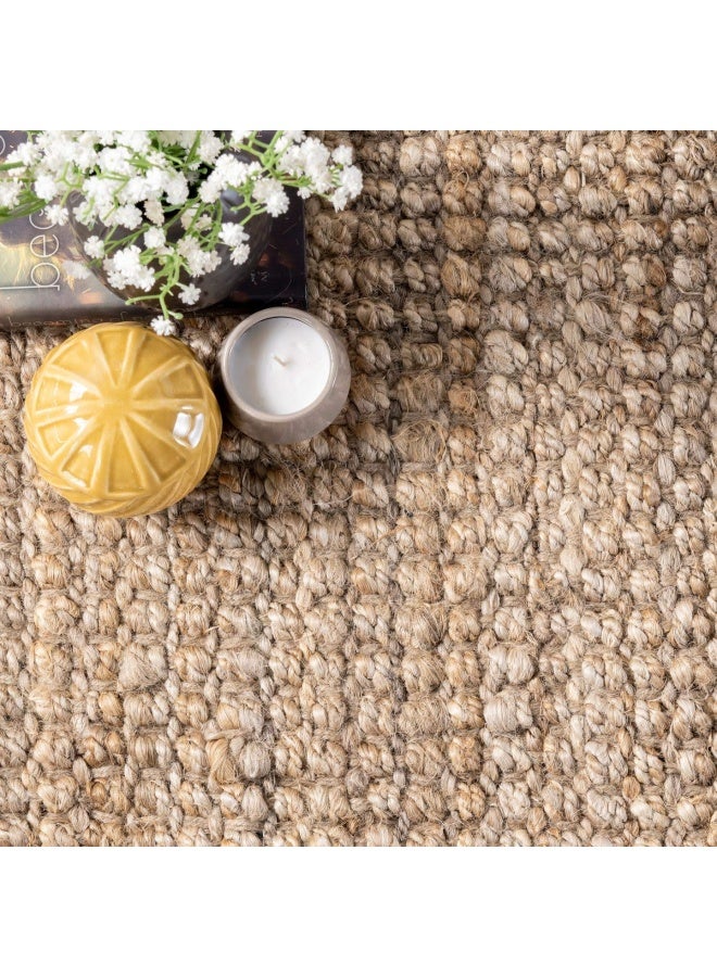 nuLOOM 2x3 Daniela Jute Tassel Hand Woven Area Rug Natural Solid Chunky Farmhouse Design Natural Fiber For Bedroom Dining Room Living Room Hallway Office Entryway - Image 5