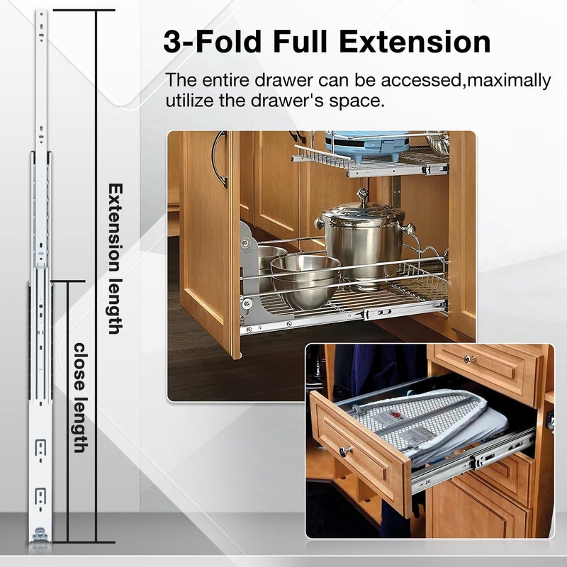 REGUDA Heavy Duty Locking Drawer Slides Full Extension Runners with Lock 12 14 16 18 20 22 24 26 28 30 32 34 36 38 40 Inch Side Mount Ball Bearing Rails Track Glides 150 Lbs (Without Lock, 12 inch) - Image 4