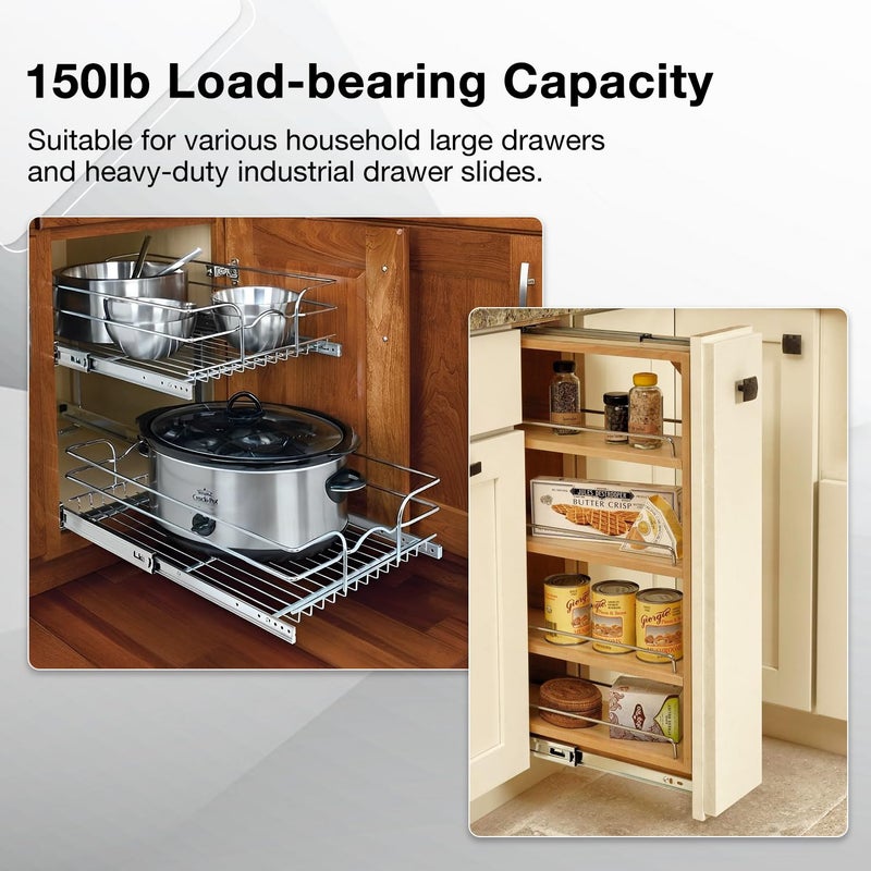 REGUDA Heavy Duty Locking Drawer Slides Full Extension Runners with Lock 12 14 16 18 20 22 24 26 28 30 32 34 36 38 40 Inch Side Mount Ball Bearing Rails Track Glides 150 Lbs (Without Lock, 12 inch) - Image 2