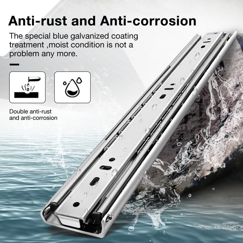 REGUDA Heavy Duty Locking Drawer Slides Full Extension Runners with Lock 12 14 16 18 20 22 24 26 28 30 32 34 36 38 40 Inch Side Mount Ball Bearing Rails Track Glides 150 Lbs (Without Lock, 12 inch) - Image 3