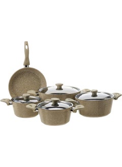 Top Chef 9 Piece Granite Cookware Set 51 x 50 x 32 cm-Beige  - Image 1
