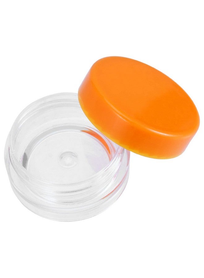 JOIKIT 200 Pack 3 Gram Jars With Orange Lid, 3Ml Empty Clear Plastic Makeup Sample Containers, Cosmetic Sample Jar For Lotion, Cream, Eye Shadow, Lip Balms - Image 3