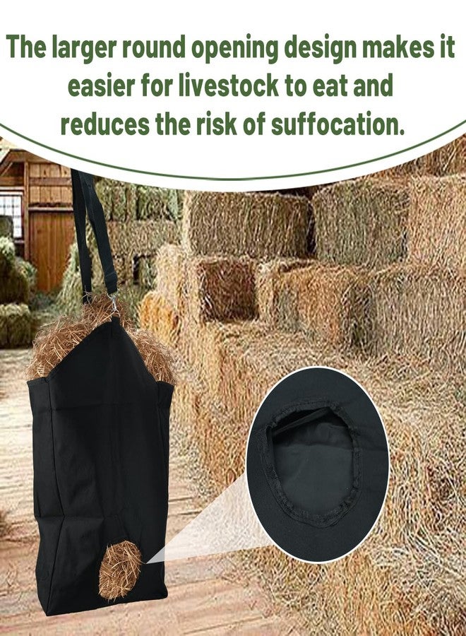 Qicfrk 3 Pcs Hay Feeder for Goat, Slow Feed Hay Bags for Goats, Horses, Sheep, Donkey, Premium Nylon Goat Feeder Less Hay Waste Tote Bag with Large Opening for Easy Filling - Image 5