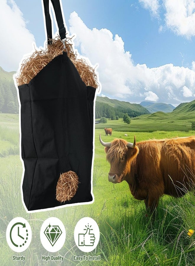 Qicfrk 3 Pcs Hay Feeder for Goat, Slow Feed Hay Bags for Goats, Horses, Sheep, Donkey, Premium Nylon Goat Feeder Less Hay Waste Tote Bag with Large Opening for Easy Filling - Image 4