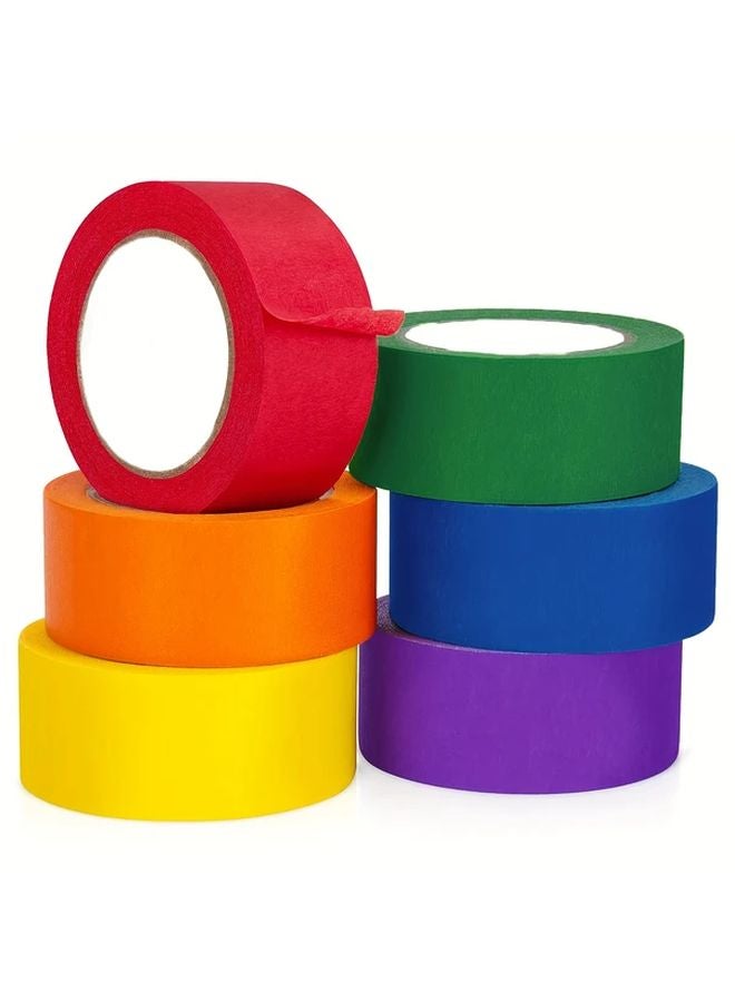 7 لفة شريط تمويه قوس قزج ملون 590 بوصة لكل لفة للحرف اليدوية ولصق الصور - Image 4