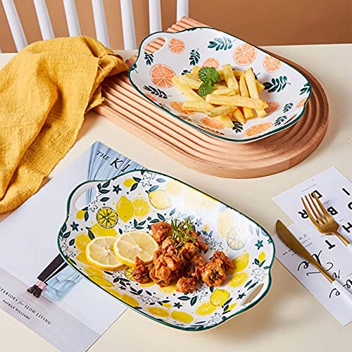 Primetan Rectangle Shape Ceramic Serving Bowls Bakeware Set Baking Pans For HomeHotelKitchenRestaurant Lemon - Image 5