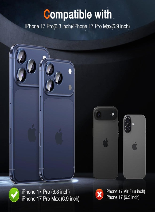 LK حامي عدسة الكاميرا LK لـ iPhone 17 Pro/17 Pro Max [درجة عسكرية 9H+ مقاوم للكسر] تركيب بنقرة واحدة، HD فائق القوة، حماة عدسات فردية مقاومة للخدش، أزرق داكن - Image 2