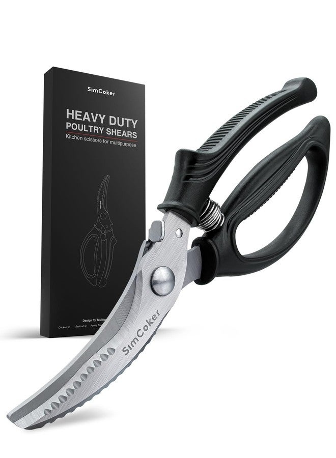 SimCoker Poultry Shears, Heavy Duty Kitchen Shears With Anti-Slip Handle & Safety Lock, Poultry Scissors for Meat, Chicken, Bone,Turkey, Fish, Spring Loaded, Dishwasher Safe - Image 1